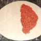 Spread the beef on one half of the pastry