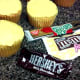 We used fun size Hershey's chocolate bars, M&M's, and Fruit Roll-Ups to decorate our cupcakes.