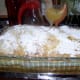 Finished cake sprinkled with powdered sugar.