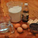 Wet ingredients in this cake: water, sugar, eggs, vanilla, butter, and chocolate chips.