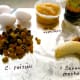 Mash banana and mix with eggs, applesauce, vanilla and raisins. Add to dry ingredients.