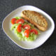 Toast is plated with salad