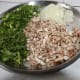 Shallot, coriander, mushroom and onion chopped.