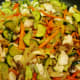 Add the vegetables back into the pan with the chicken.