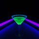 Rockstar energy drink mixed with food coloring glows a bright green.