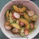 Radish greens salad with avocado and a peach mango dressing.