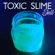 Although the picture has more of a blue tint, the Jell-O glows a bright green color under the black light.