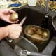 Step 6: Peel potatoes with a knife. The skin should come off easily.