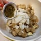 Step 2: Add chopped onion, sweet relish, and mayonnaise (regular or fat-free).