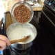 Pour in the cereal.