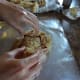 Stick the cookie cutter into the treats.