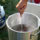 The steamer goes right into the boiling water.