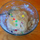 Add flour and M&M's and blend well.