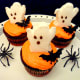 Our finished ghost cupcakes.