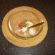 A little of the smoked salmon is mixed with duck egg yolk, mayo, Dijon mustard and dill