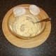 Egg yolk and filling ingredients are stirred to combine