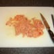 Smoked salmon is roughly chopped
