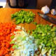 Meanwhile chop the vegetables