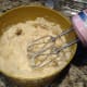 Mash and whip the potatoes with the other ingredients. Be careful not to over-mix them.