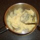 Potatoes are mashed with milk and butter