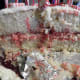 Cake insides. Red sprinkles make a pretty swirl surprise when you slice the cake.