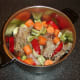 Duck stock solid ingredients and seasonings