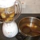 Potatoes and chestnuts in duck stock are blitzed