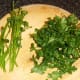 parsley leaves are separated from stalks