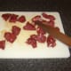 Pigeon breasts are cut in to three pieces, each the same size as the venison chunks
