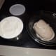 Cream of Mushroom soup and sour cream ready for mixing.