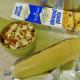 Almond paste and slivered almonds ready for use.