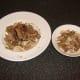Flesh is picked in clumps from cooled rabbit bones