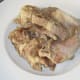 Cooked rabbit and lamb removed from stew