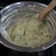 mashed potatoes with butter, milk, egg yolk and greens from green onions