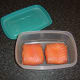 Smoked salmon and cream cheese cakes are refrigerated until required