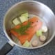 Preparing salmon for poaching