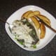 Tucking in to baked flounder and potato wedges