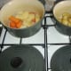 Parboiled and drained vegetables are allowed to steam