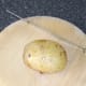 Metal skewer easily pulls free from baked potato