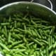 Snapped green beans waiting to be canned.
