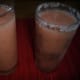 Ready to drink banana strawberry yogurt smoothie.