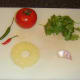 Pineapple salsa ingredients.