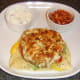 Curried chicken burger is added to bell pepper bed.
