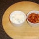 Cucumber and mint raita and Indian spiced onions.