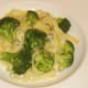 Broccoli and Stilton tagliatelle is plated