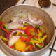 Vegetables added to browned venison