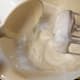 2. Add sugar (see table for amount) to egg whites a little at a time and keep on mixing at high speed. The batter will become shiny and stiff.