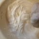 1. Put 3 egg whites in bowl and mix until stiff peaks form.