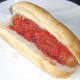 Tomato sauce on hot dog