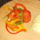 Sliced bell peppers and onion